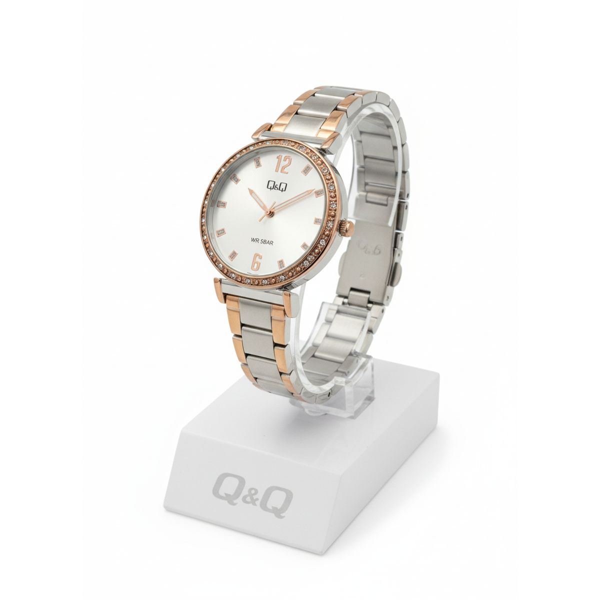 Q&Q - Reloj de moda para mujer plateado + caja