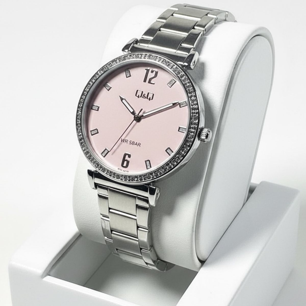 Q&Q - Reloj de moda para mujer plateado + caja