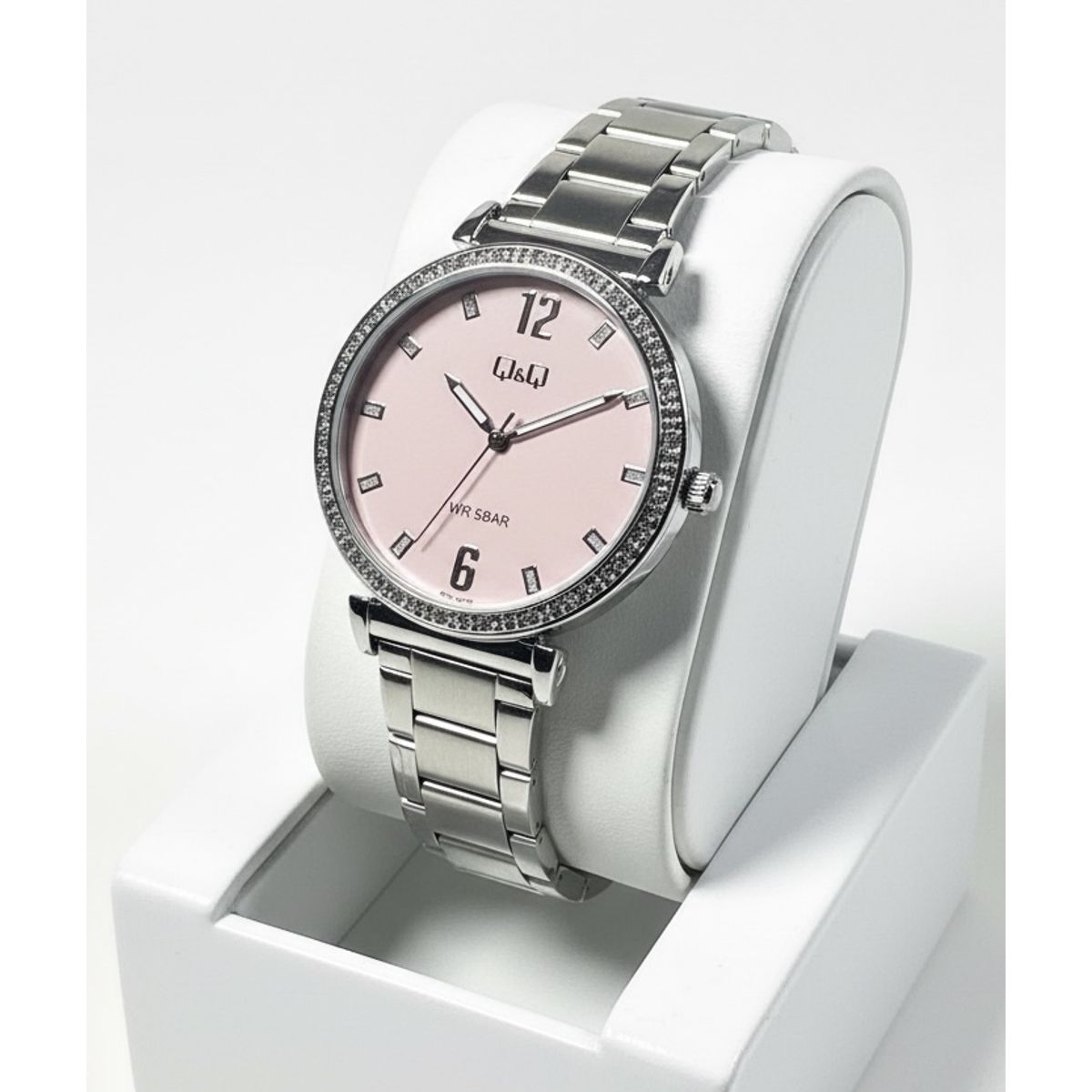 Q&Q - Reloj de moda para mujer plateado + caja