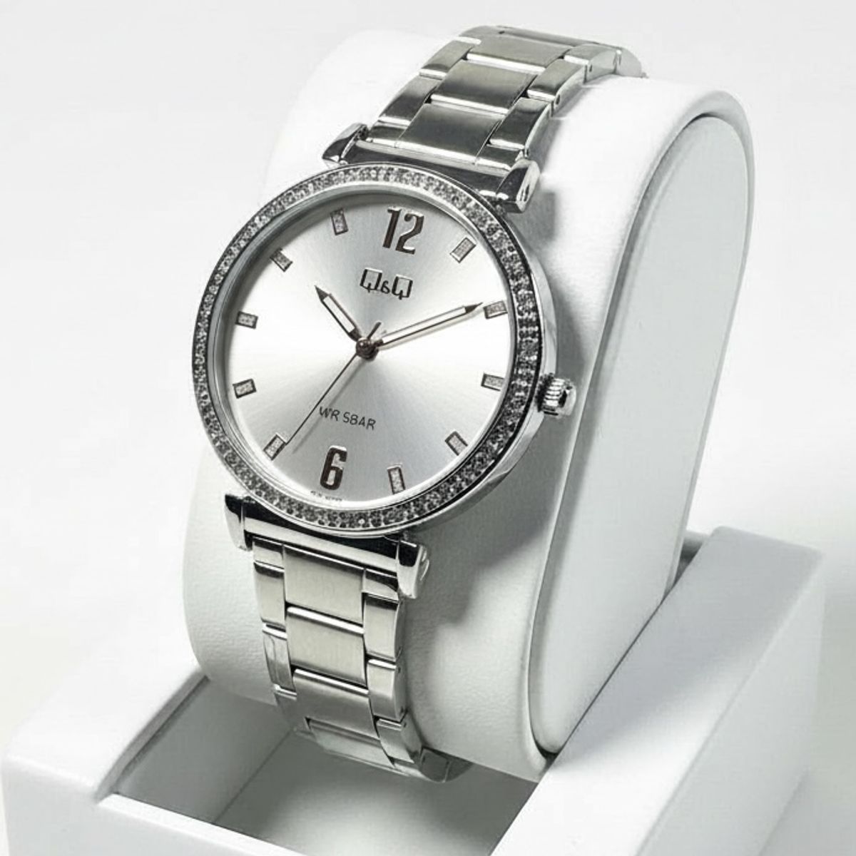 Q&Q - Reloj de moda para mujer plateado + caja