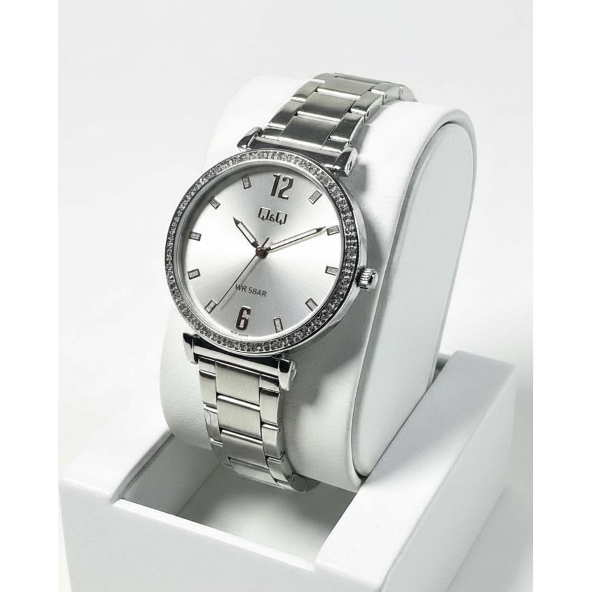 Q&Q - Reloj de moda para mujer plateado + caja