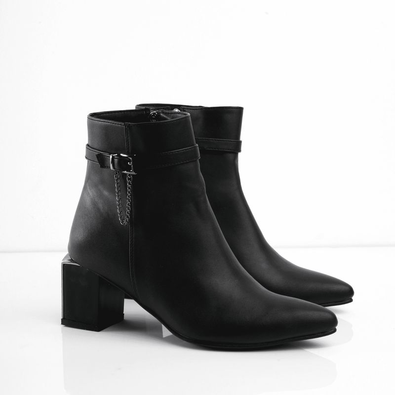 CALZADO ADRENALINA - Botin negro de tacón y detalle con hebilla woman