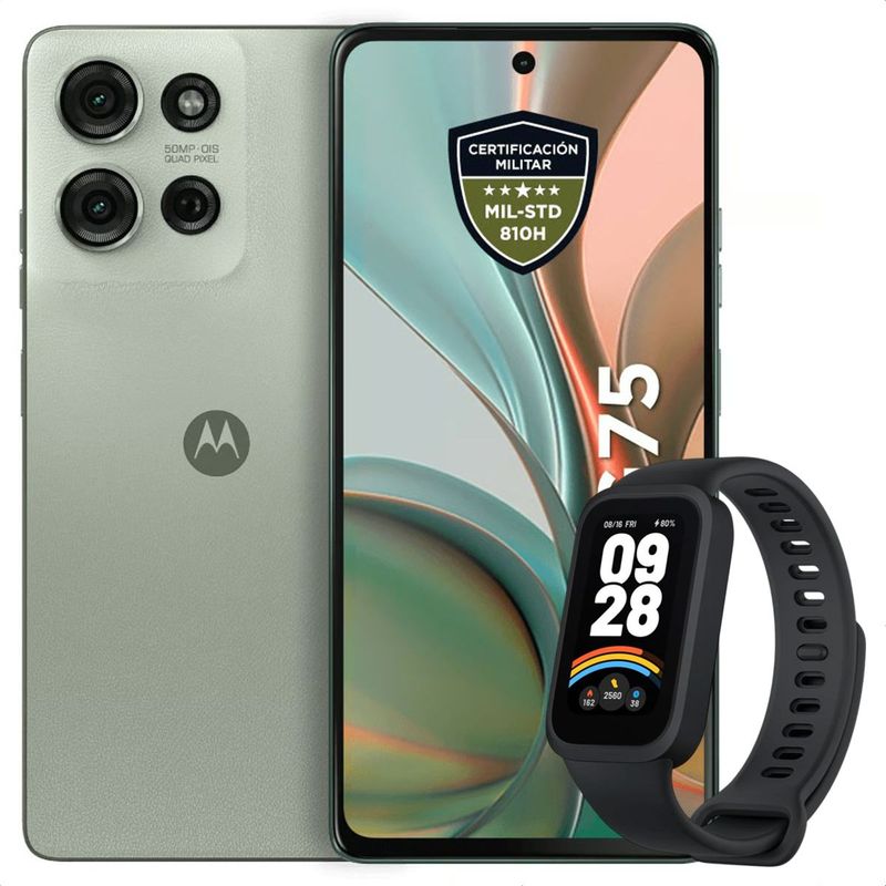 MOTOROLA - Celular Motorola Moto G75 5G 256GB /8GB Verde + Band 9 Active Blk