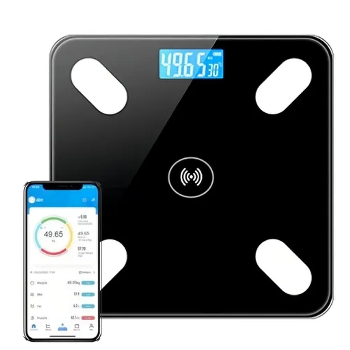 GENERICO - Bascula balanza pesa en vidrio digital bluetooth One Pixel color negro