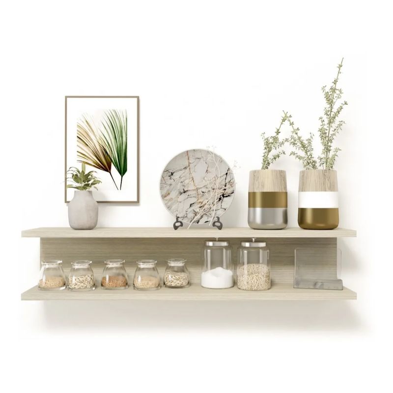 GENERICO - Repisa Flotante Roma 90Cm Largo Decoración Sujetalibros Color Arena