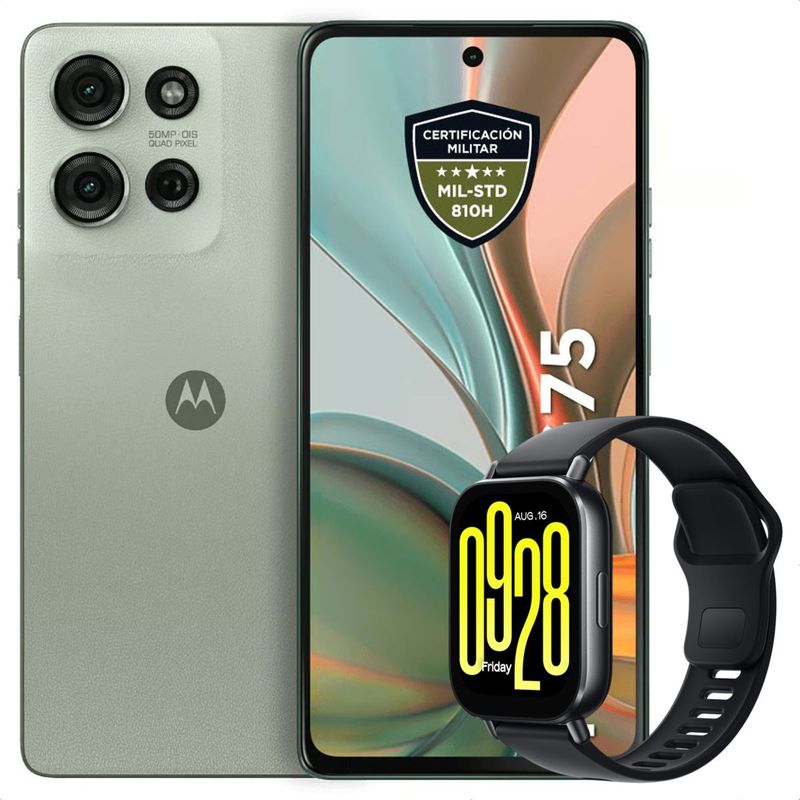 MOTOROLA - Celular Motorola Moto G75 5G 256GB /8GB Verde + Watch 5 Active Blk