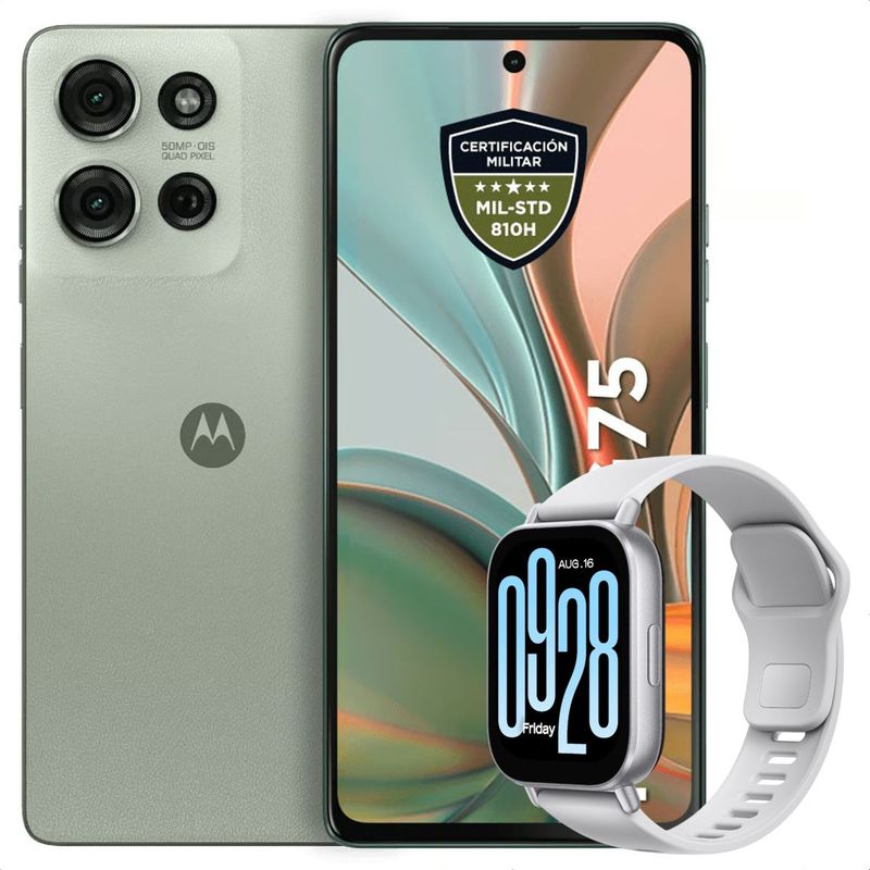 MOTOROLA - Celular Motorola Moto G75 5G 256GB /8GB Verde + Watch 5 Active Slv