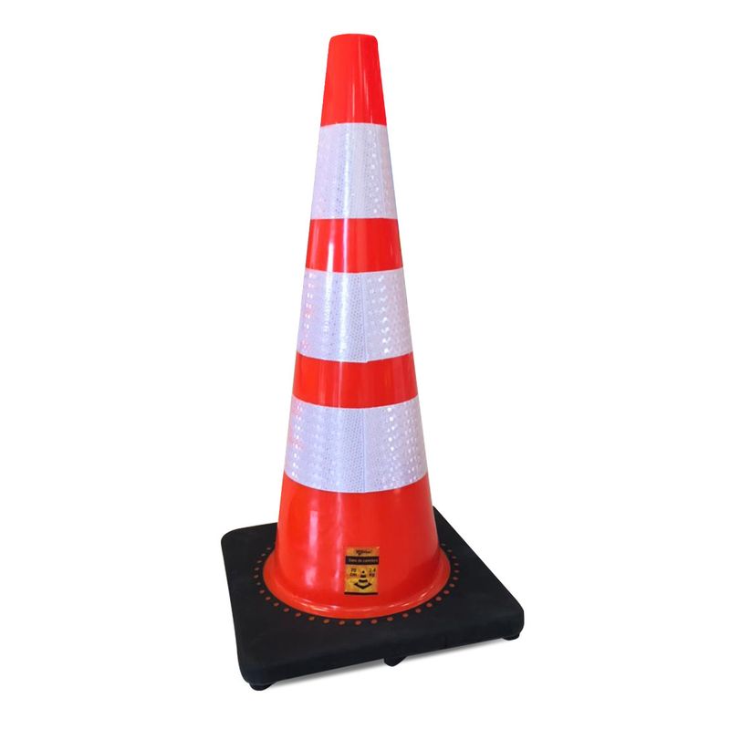 STANPROF - Cono de Seguridad Naranja 3 Cintas Reflectivas 70CM 2.4KG Base Negra