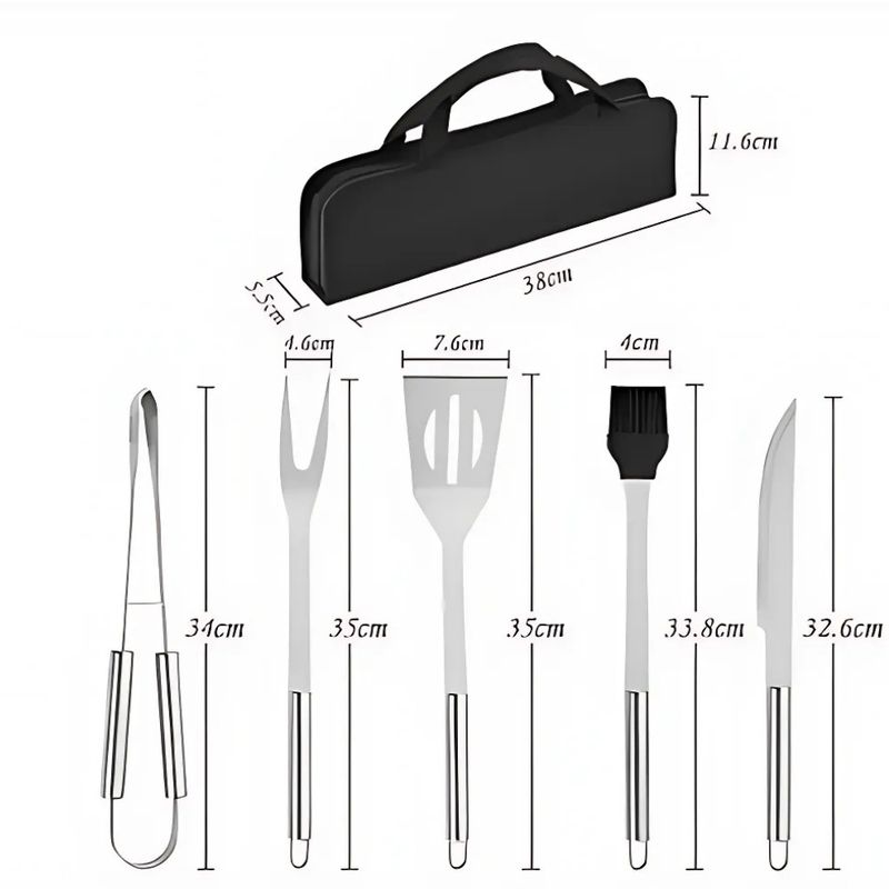 GENERICO - Juego De Barbacoa Utensilios De Parrilla Inoxidable De 15pzs