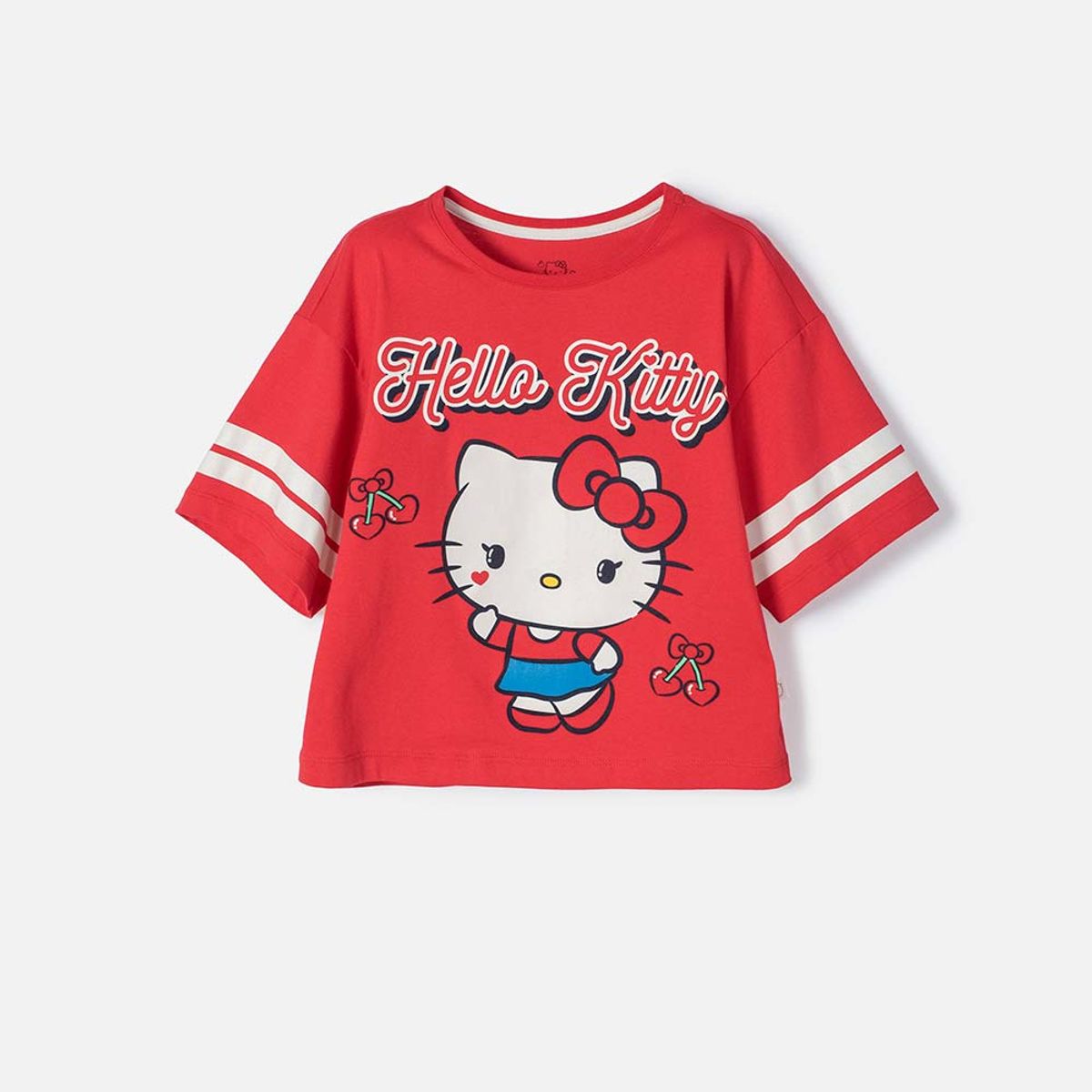 HELLO KITTY - Camiseta de Hello Kitty manga corta rojo/rosado para niña