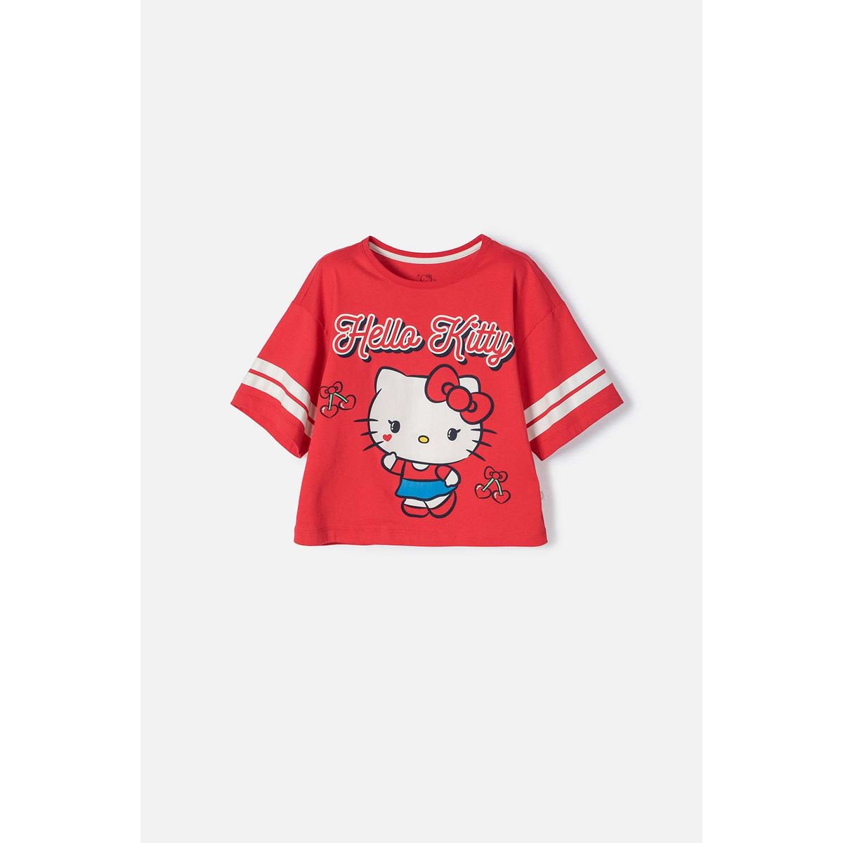 HELLO KITTY - Camiseta de Hello Kitty manga corta rojo/rosado para niña