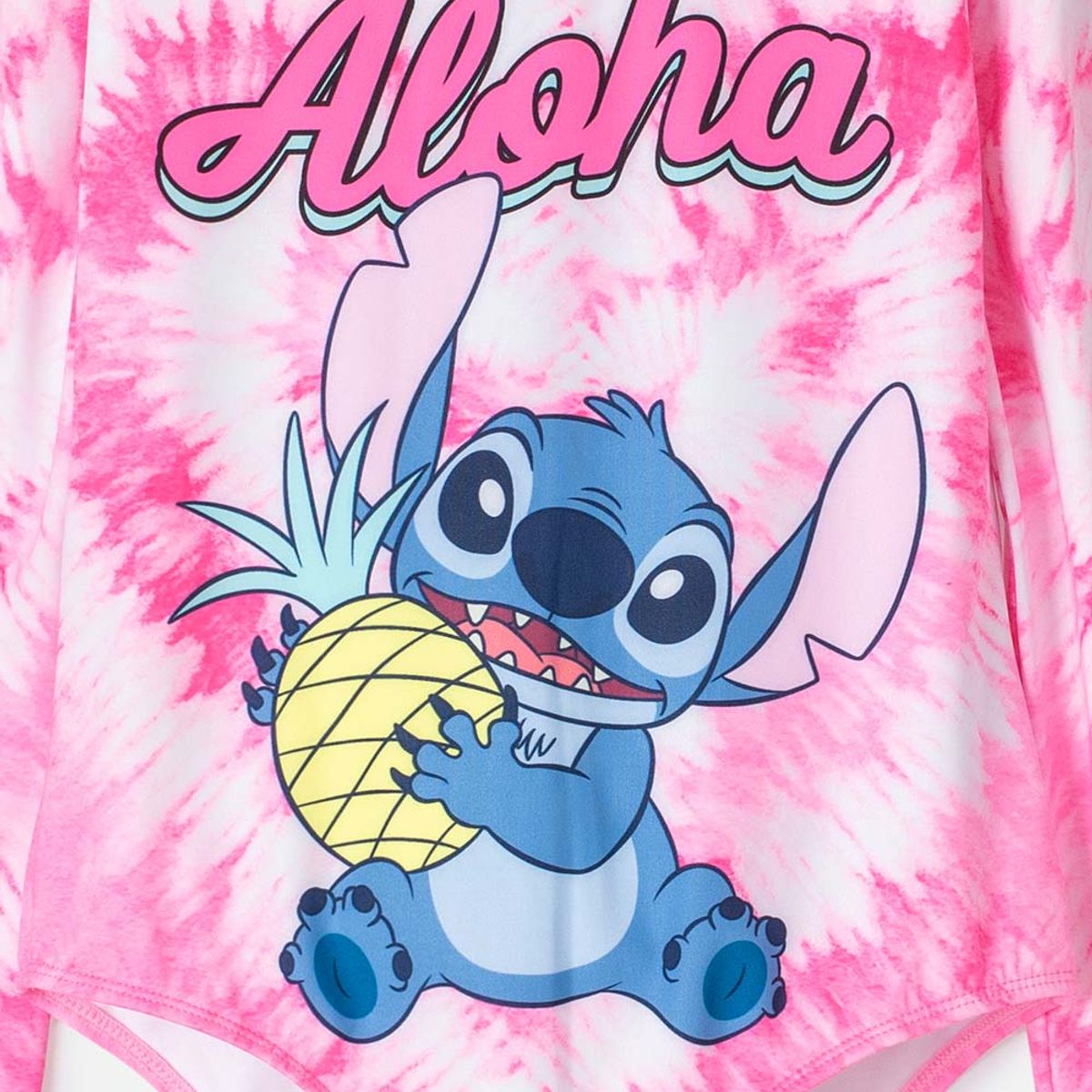 DISNEY - Vestido de baño de Stitch fucsia manga larga para niña