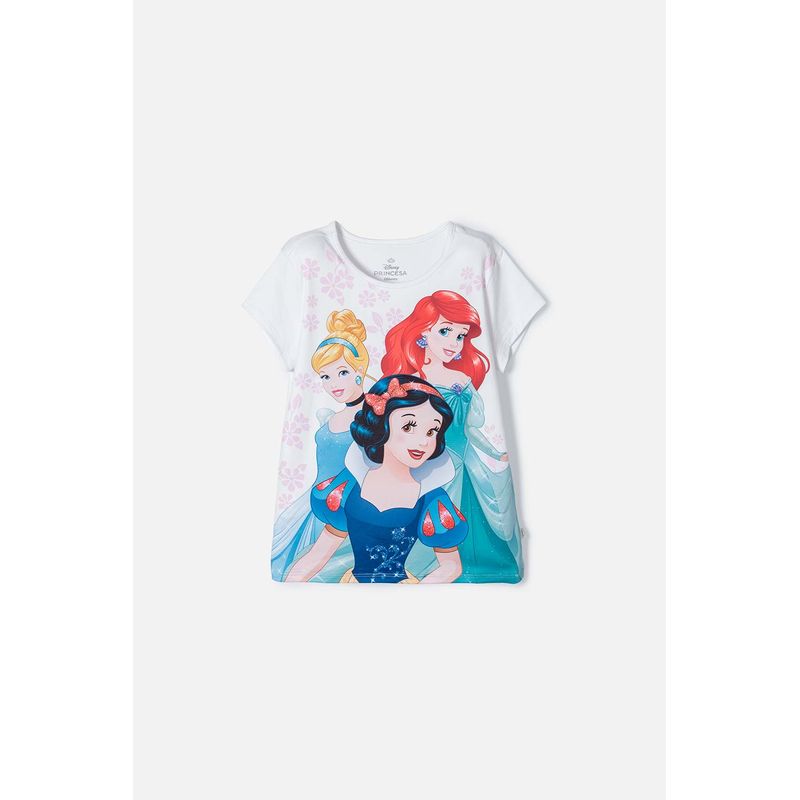 DISNEY - Camiseta de Princesas Disney blanca manga corta para niña