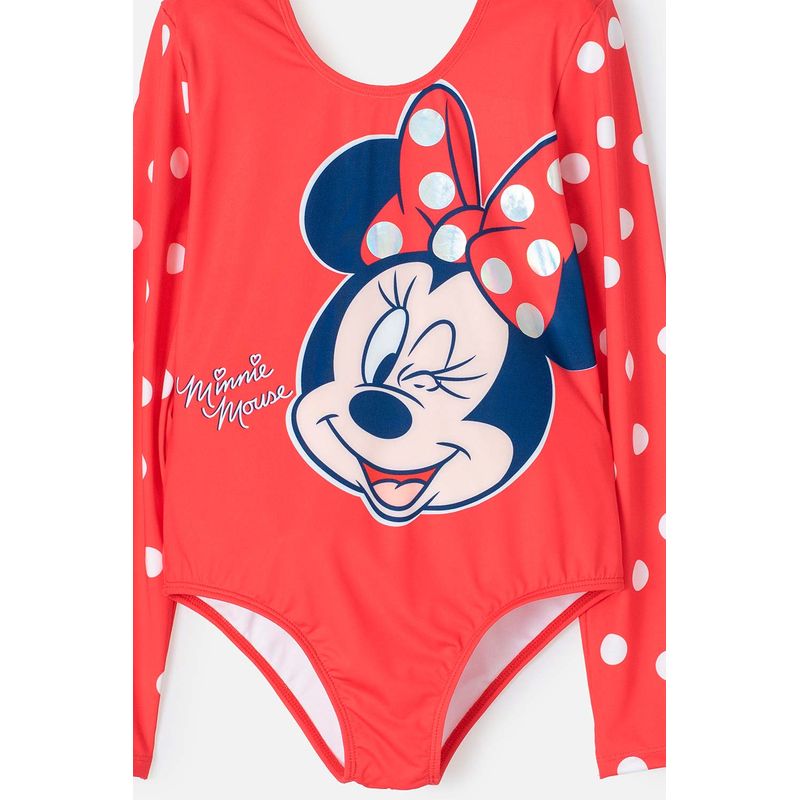 DISNEY - Vestido de baño de Minnie Mouse manga larga para niña