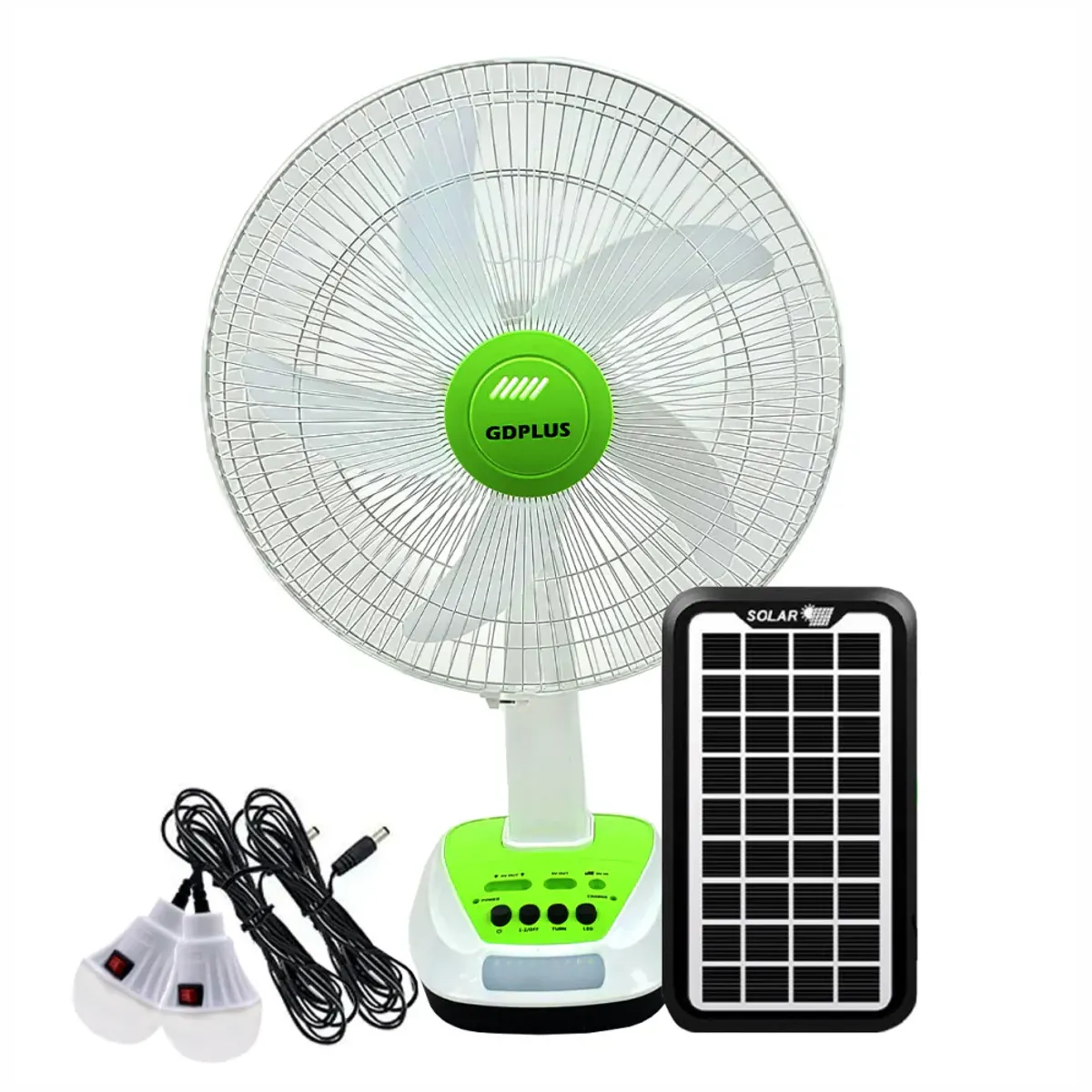 GENERICO - Ventilador Solar Portátil Recargable Con Bombillos Led 9v