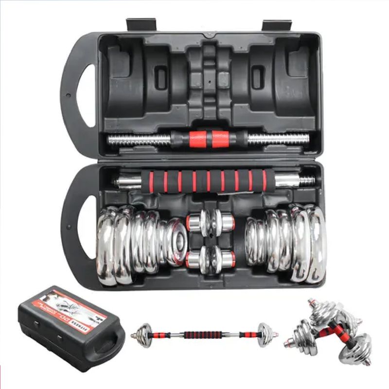 GENERICO - Kit Mancuernas Pesas 20 Kilos Cromada + Estuche Gym