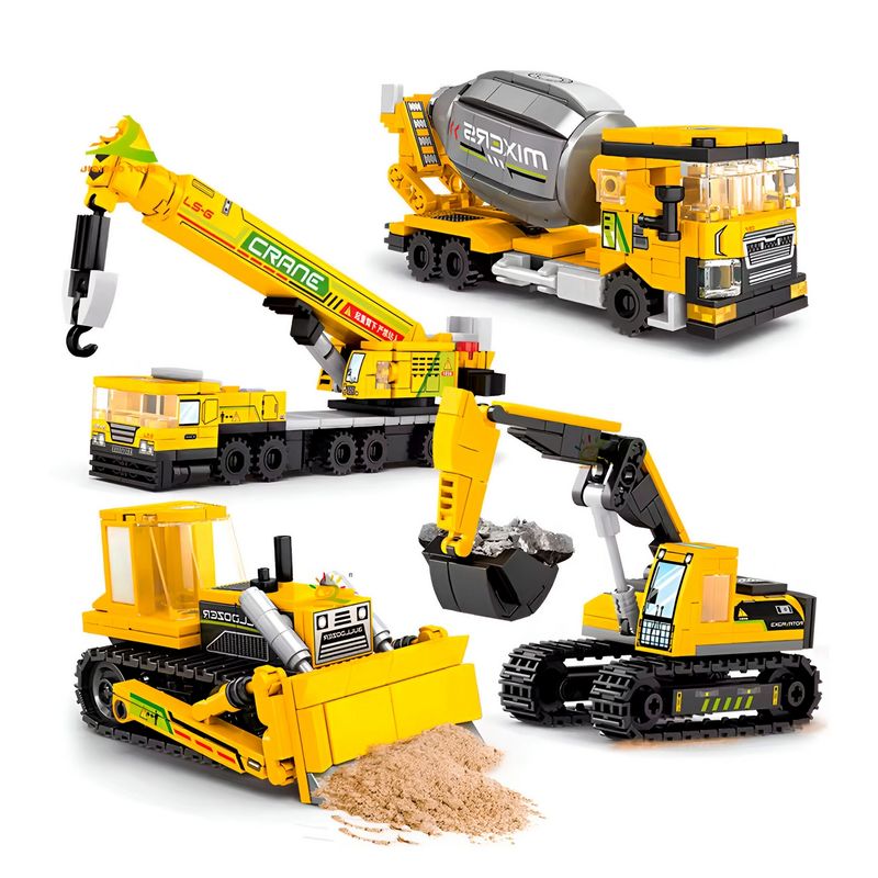 GENERICO - Bulldozer Grua X 4 Juguete Armable Armatodo Construcción