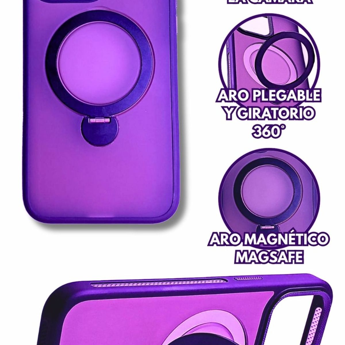 GENERICO - Carcasa Estuche Case para Iphone 15 Magsafe Giratorio Azul Tripode