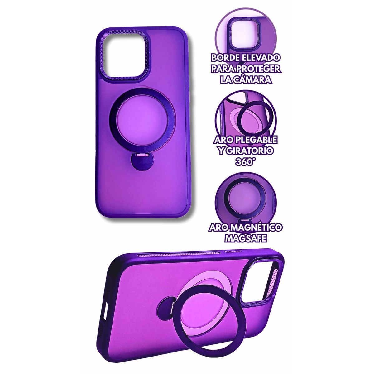 GENERICO - Carcasa Estuche Case para Iphone 15 Magsafe Giratorio Azul Tripode