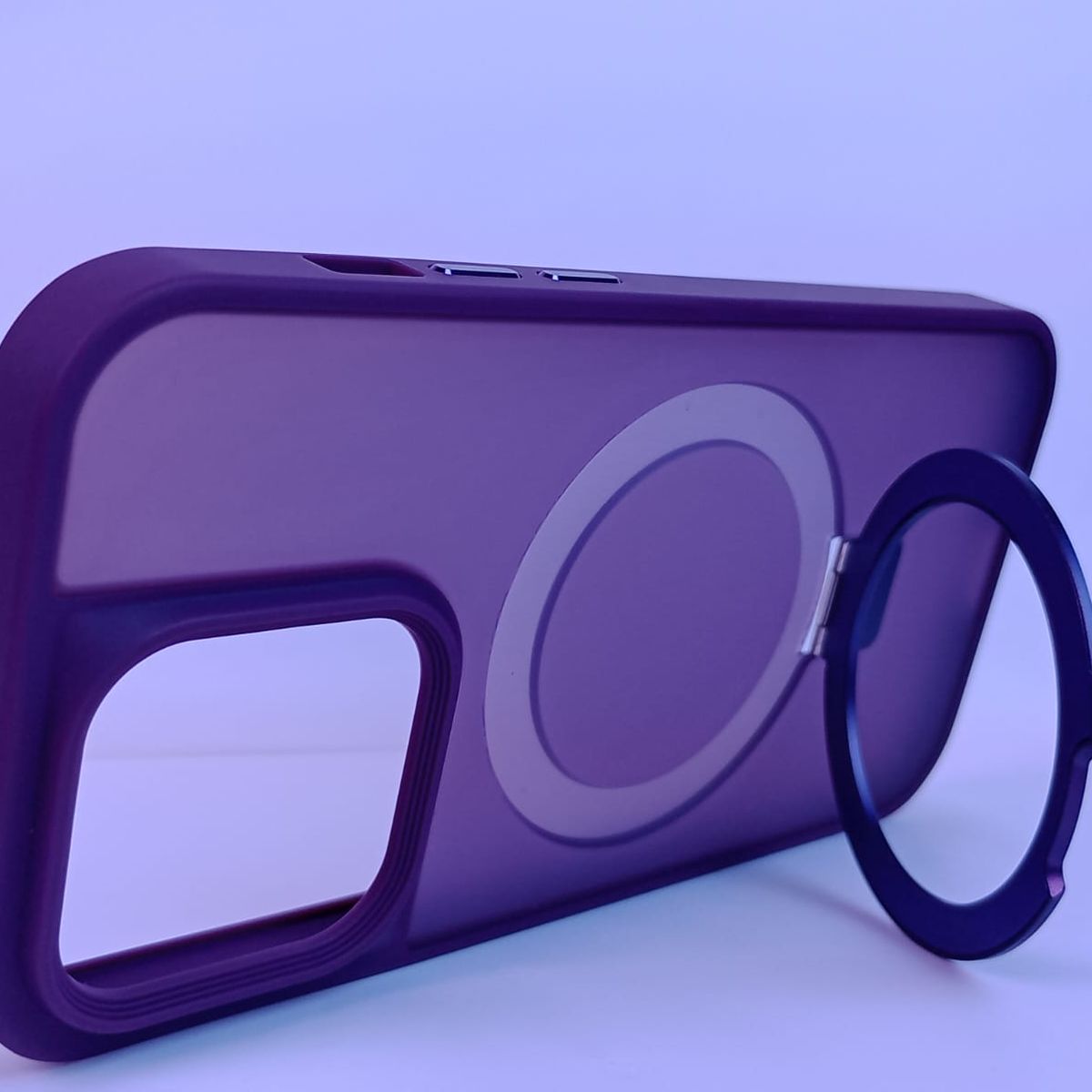 GENERICO - Carcasa Estuche Case para Iphone 15 Magsafe Giratorio Azul Tripode