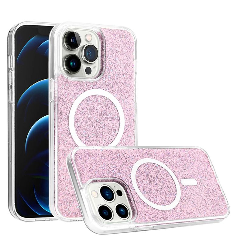 GENERICO - Carcasa Case para Iphone 13 PRO Escarcha Rosado + Manilla Gratis