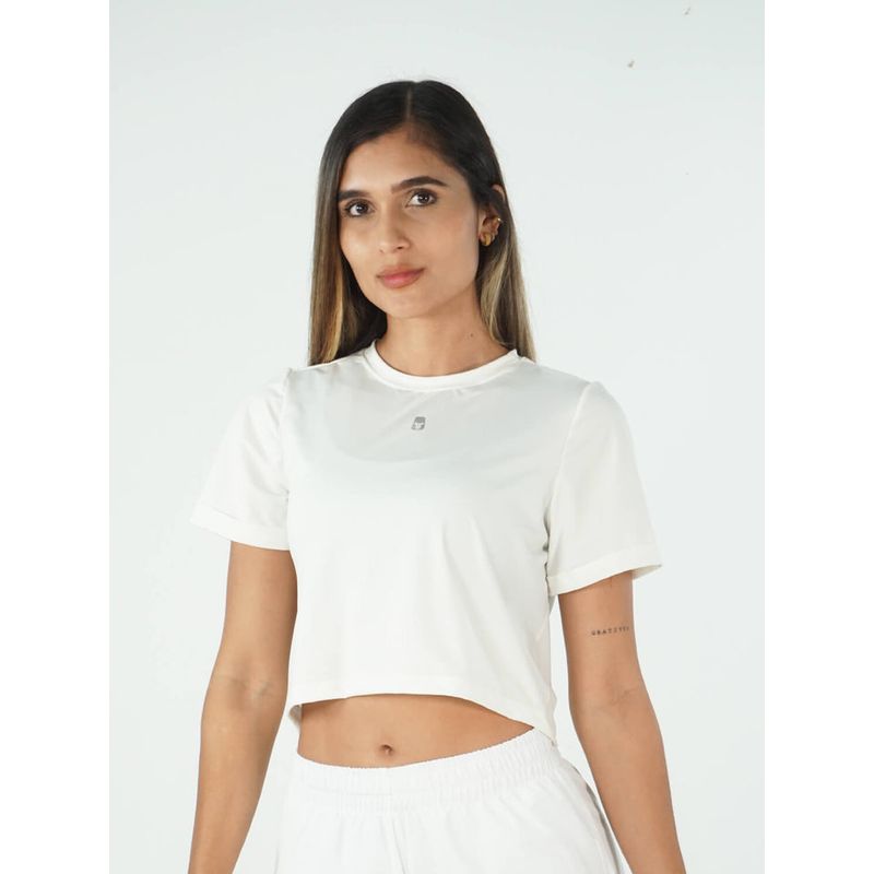 NO RULES - CAMISETA CROP TOP DEPORTIVO TELA FRIA BLANCO.