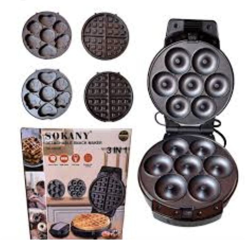 GENERICO - Waflera Sokany  Antiadherente 3 En 1 Multifuncional Mini Donas