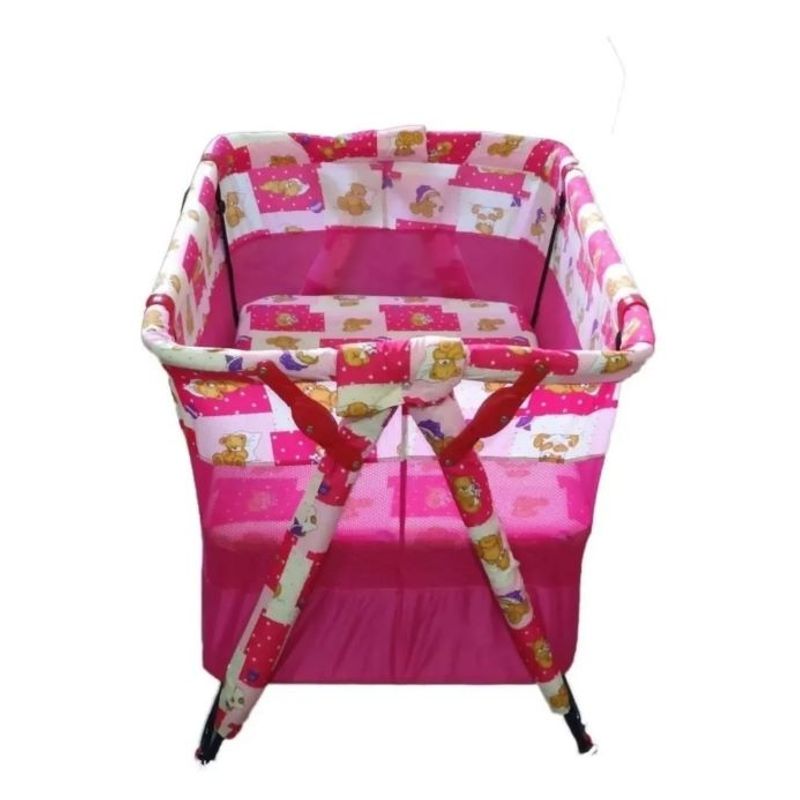 GENERICO - Cuna Corral DobleNivel y Económico De Bebe Colchoneta Rosado