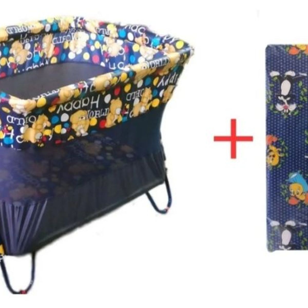 GENERICO - Cuna Corral DobleNivel y Económico De Bebe Colchoneta Azul