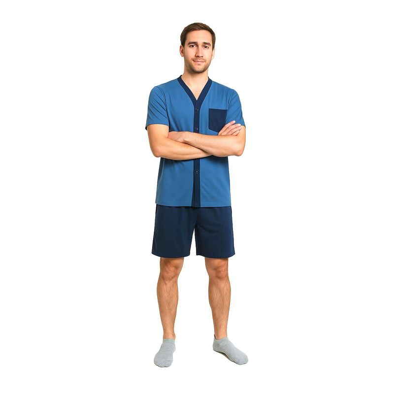 ROMANELLA - Pijama de  short TOMAS CC  Para Hombre abierta Romanella -Azul