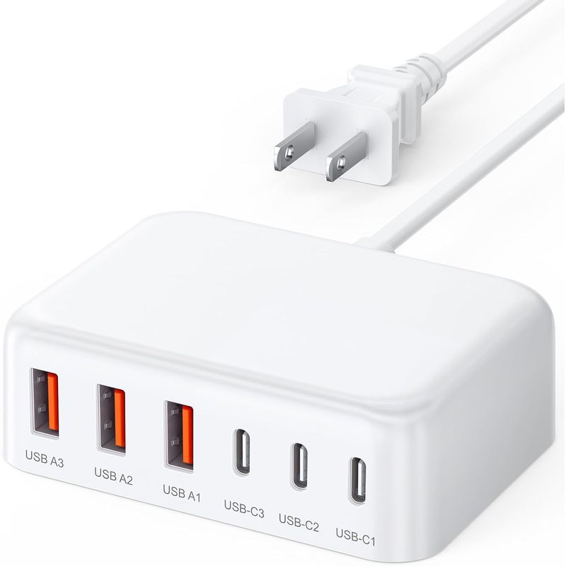 GENERICO - Cargador Rápido Usb C 100w Gan 6puertos Tipo Usb C Estación