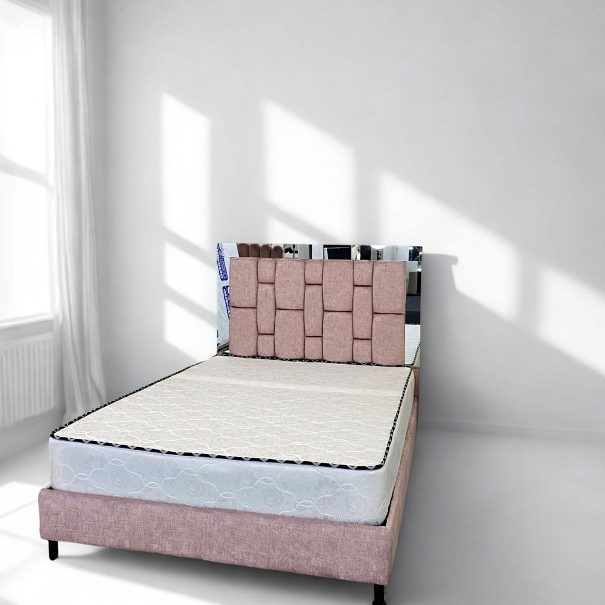 GENERICO - Juego de alcoba completo base cama y espaldar color rosa + colchon