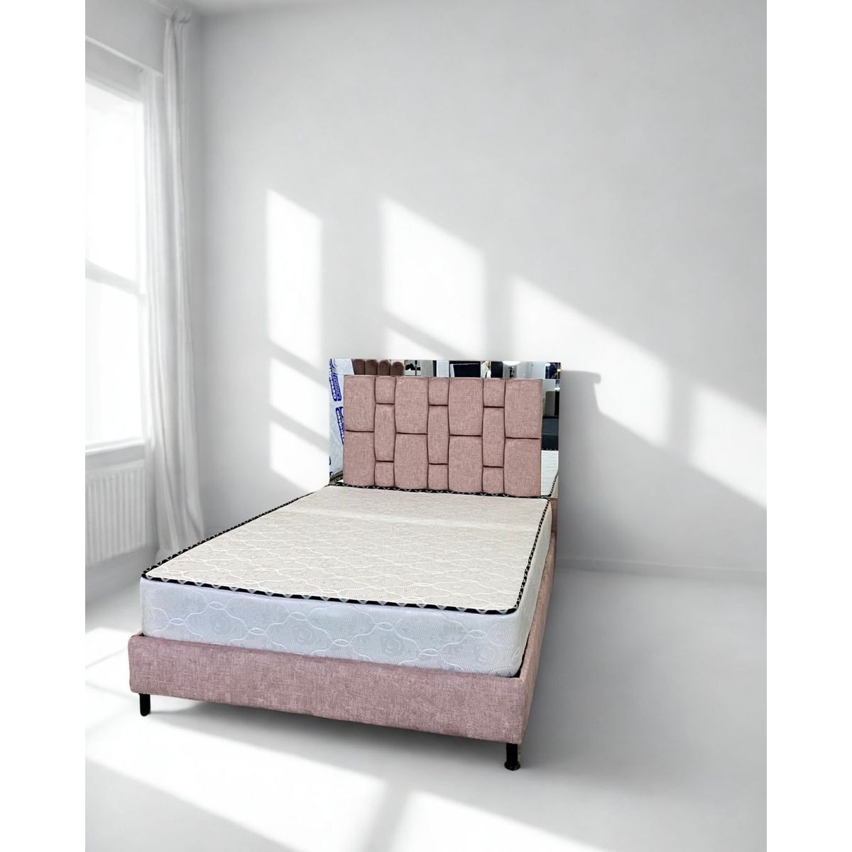 GENERICO - Juego de alcoba completo base cama y espaldar color rosa + colchon