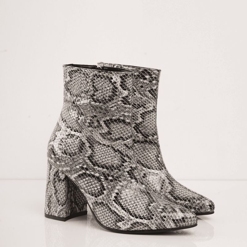 CALZADO ADRENALINA - Botin de tacón con estampado tipo serpiente gris michael