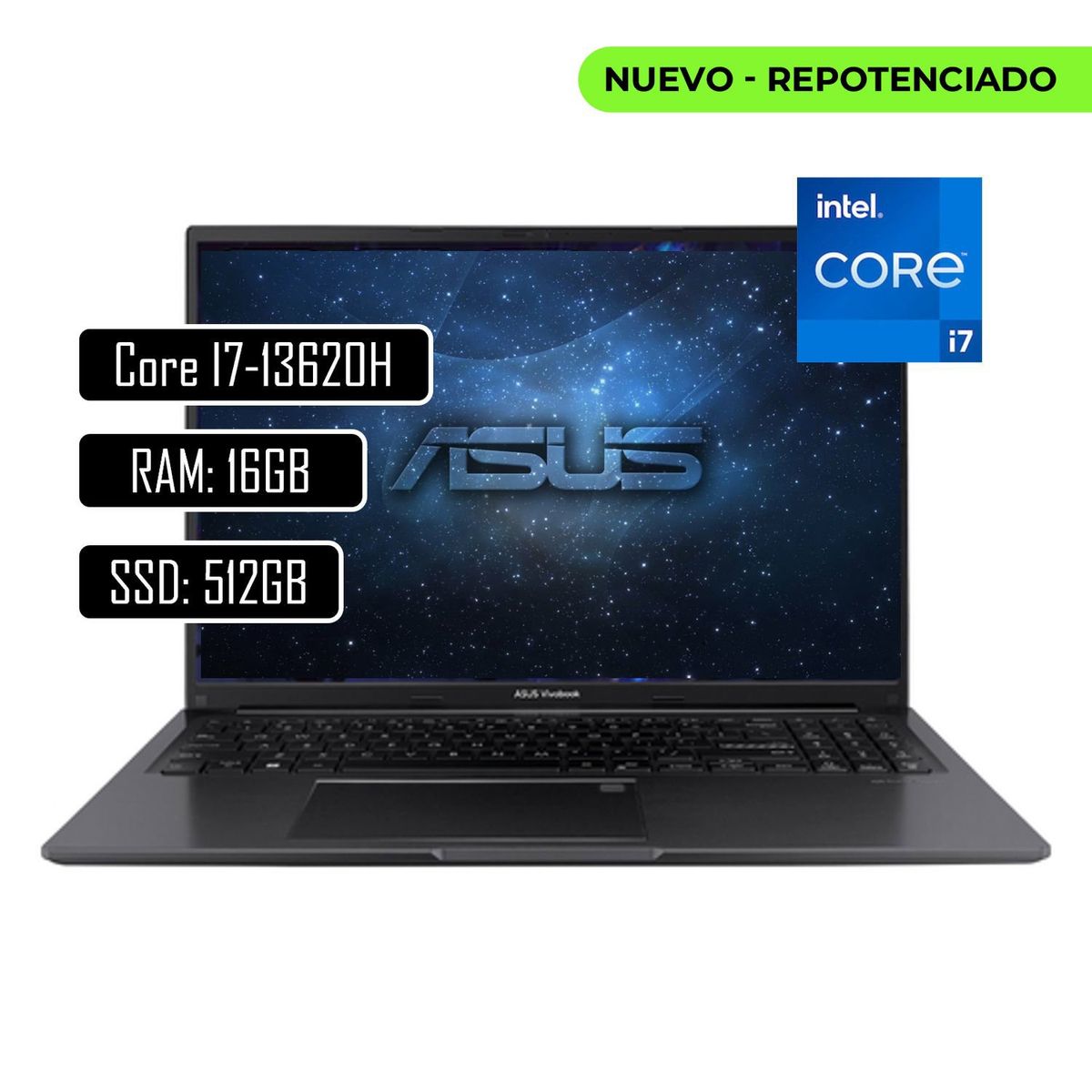 ASUS - PORTATIL ASUS VIVOBOOK  – Intel Core i7 13620H – RAM 16GB – SSD 512GB – 15.6 pulgadas