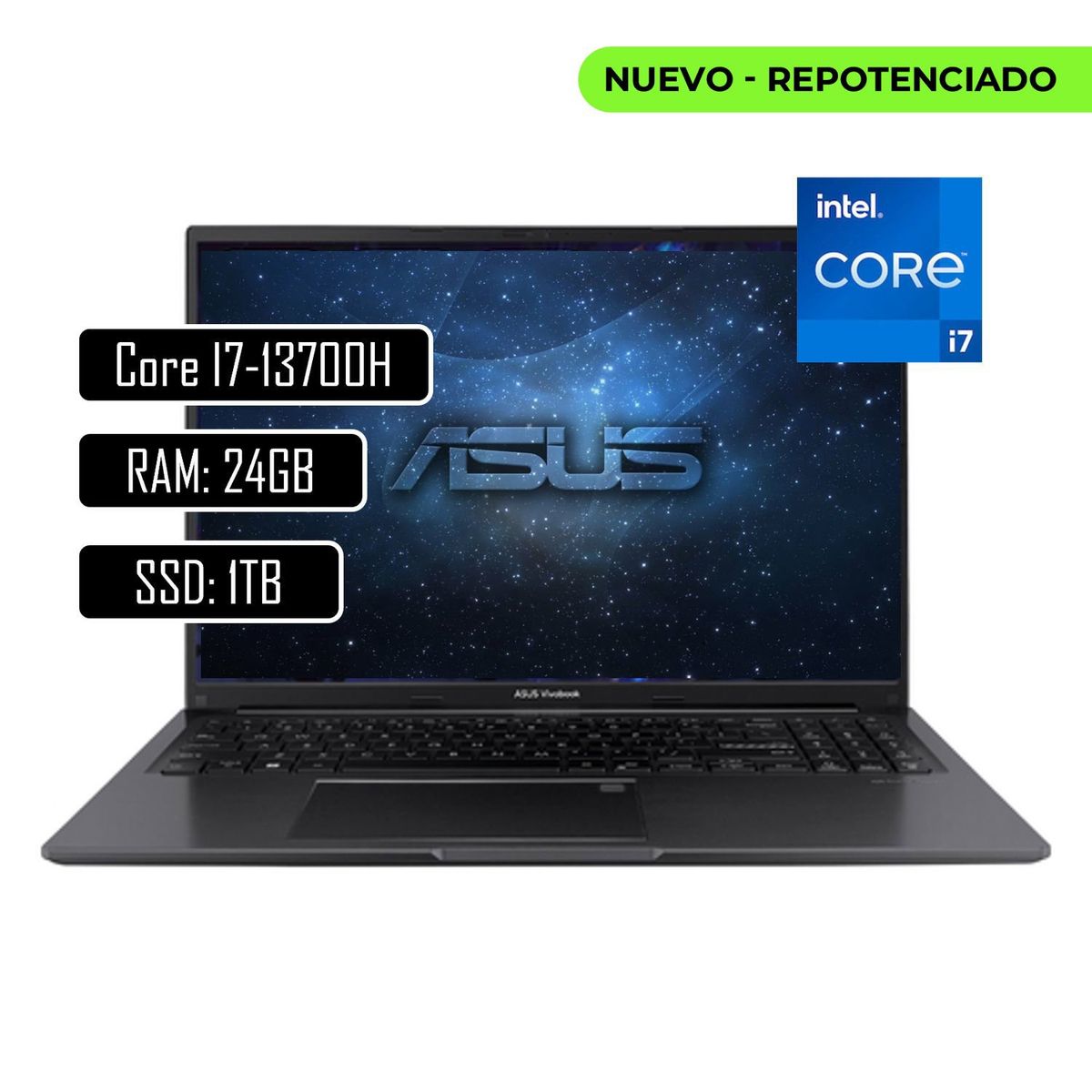 ASUS - PORTATIL ASUS VIVOBOOK – Intel Core i7 13620H – RAM 24GB – SSD 1TB M.2 – 15.6 pulgadas