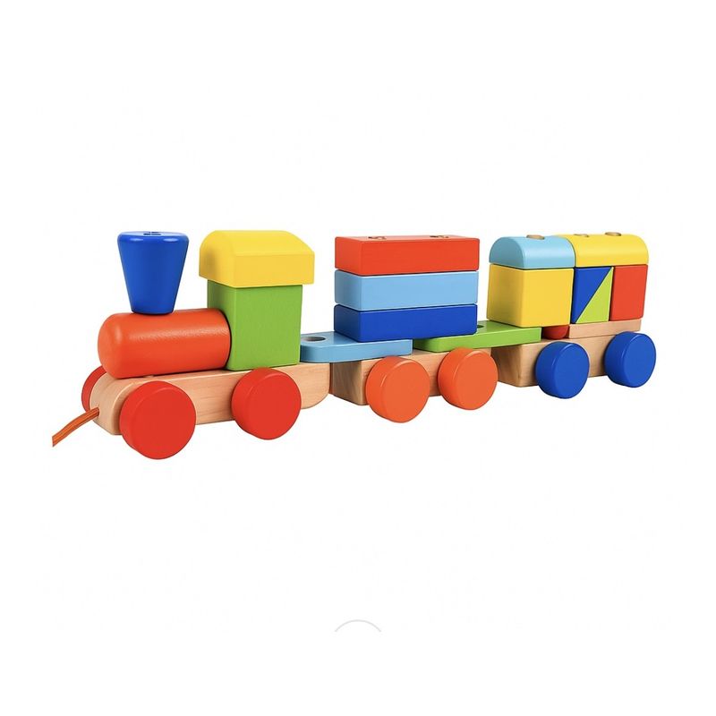 GENERICO - Tren Montessori Didactico Madera Con bloques de colores