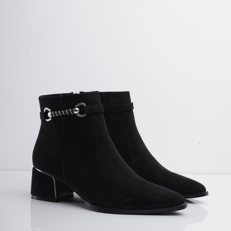 CALZADO ADRENALINA - Botin negro en gamuza y detalle con hebilla dinner