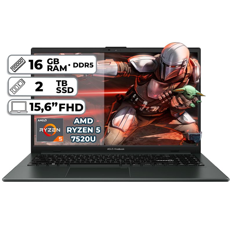 ASUS - PORTÁTIL ASUS  AMD RYZEN 5 7520U LPDDR5 16GB RAM 2TB SSD 15.6” FHD