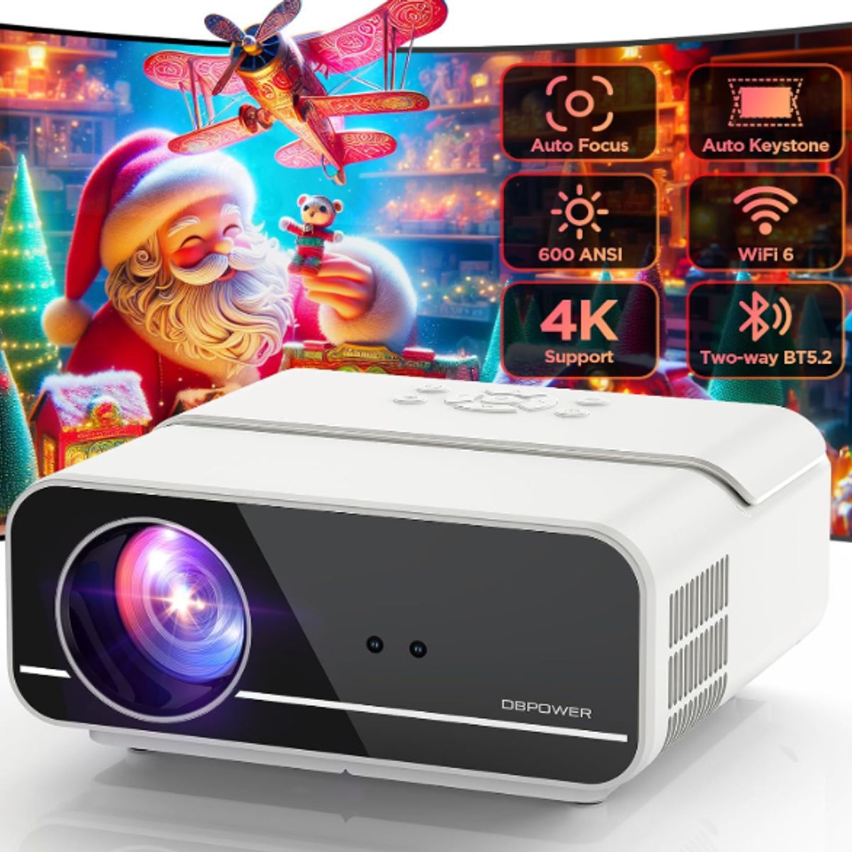 GENERICO - Proyector DBPOWER 4K con WiFi 5G y Bluetooth 600ANSI FHD Native 1080P