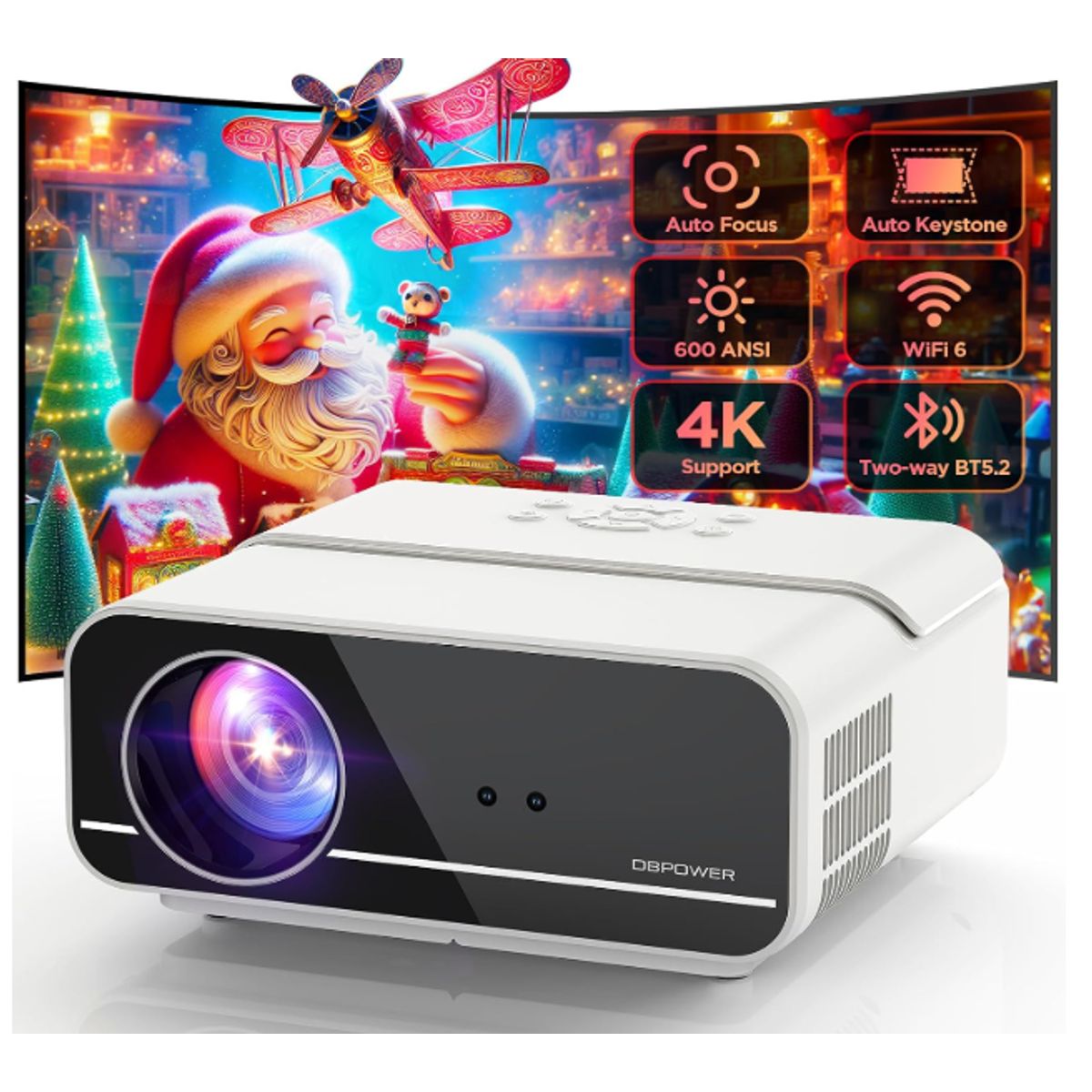 GENERICO - Proyector DBPOWER 4K con WiFi 5G y Bluetooth 600ANSI FHD Native 1080P