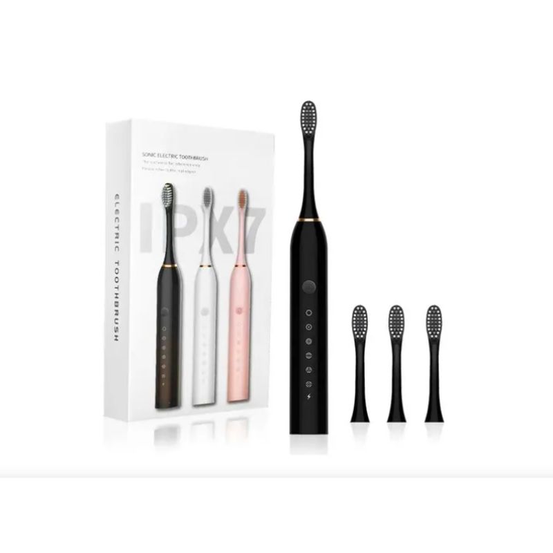 GENERICO - Cepillo Dientes Recargable Usb 3 Cabezales Negro