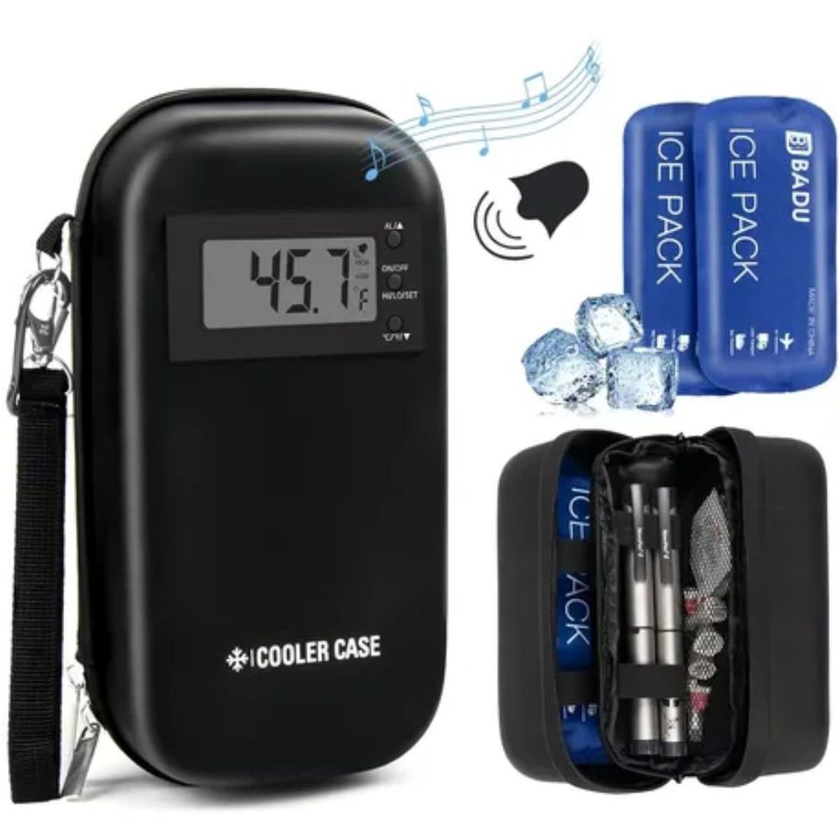 GENERICO - Nevera Portátil Insulina 2 Bolsas Hielo Y Termómetro