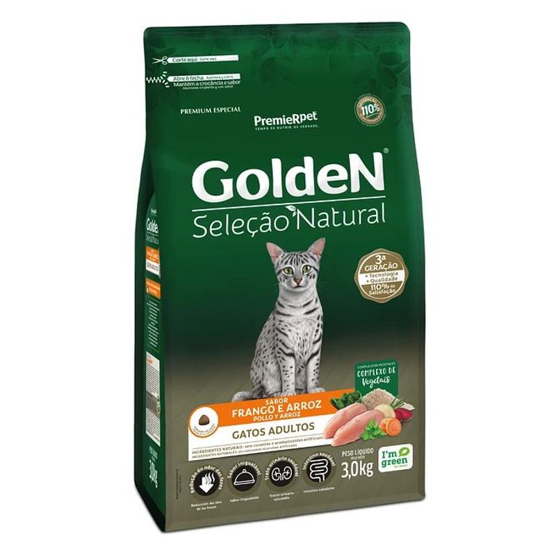 GOLDEN - Alimento Golden Selección Natural Gato Adulto Pollo 3kg