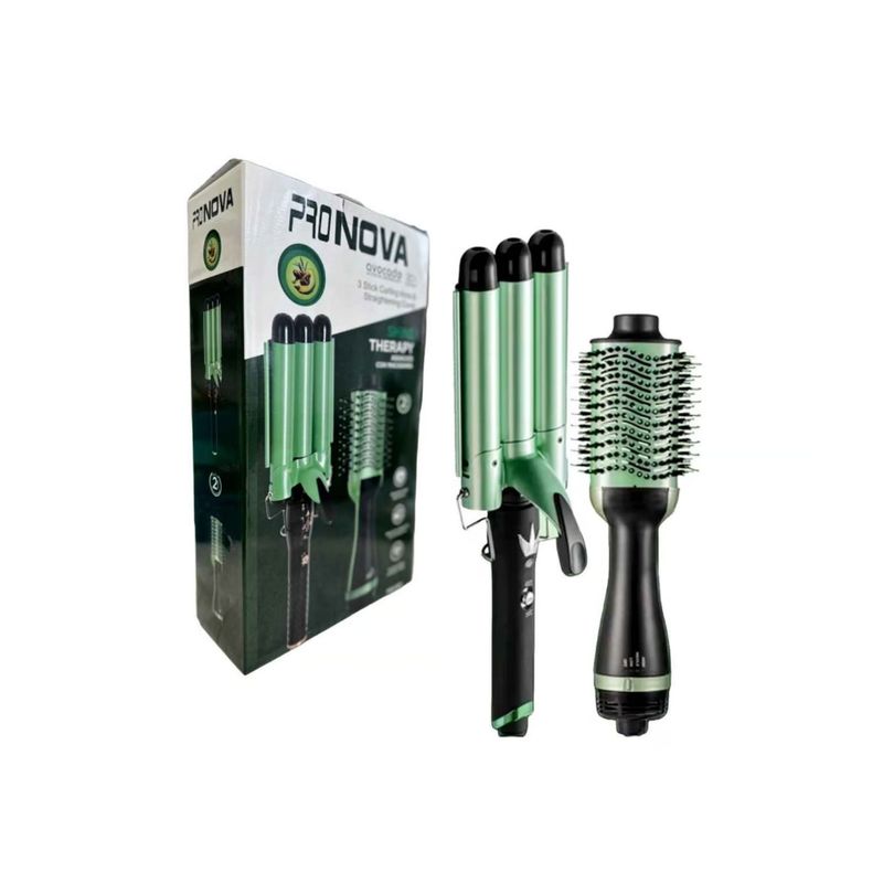 GENERICO - Combo Cepillo Secador Para Cabello Con Pinza Rizadora