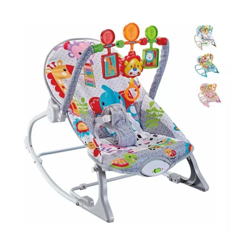 GENERICO - Rocker silla vibradora mecedora de bebe musical con juegos color gris