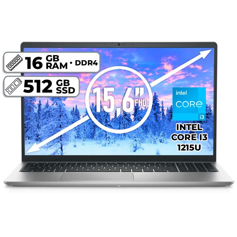 DELL - PORTÁTIL DELL INSPIRON 3520 INTEL CORE I3 1215U 512GB SSD 16GB RAM 15,6" FHD PLATINUM SILVER
