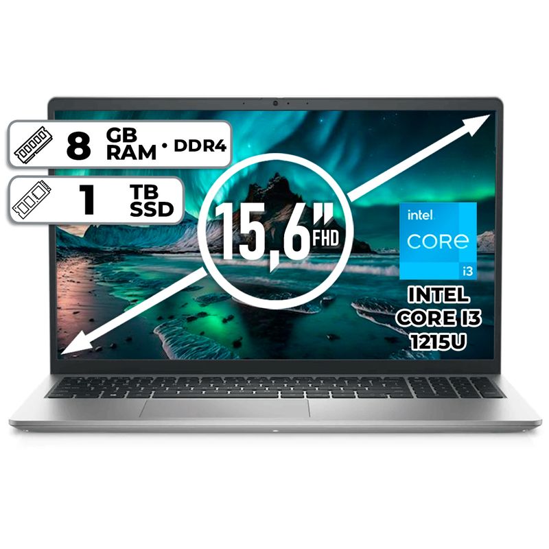 DELL - PORTÁTIL DELL INSPIRON 3520 INTEL CORE I3 1215U 1TB SSD 8GB RAM 15,6" FHD PLATINUM SILVER