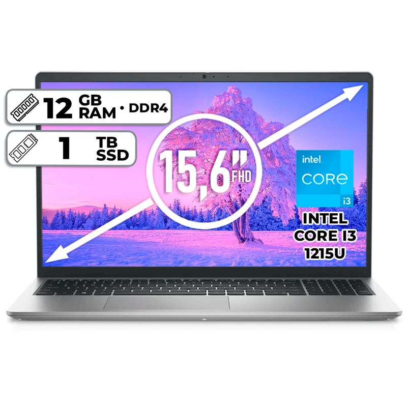 DELL - PORTÁTIL DELL INTEL CORE I3-1215U 1TB SSD 12GB RAM 156 FHD PLATINUM SILVER