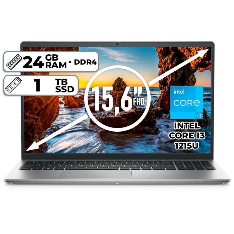 DELL - PORTÁTIL DELL INSPIRON 3520 INTEL CORE I3 1215U 1TB SSD 24GB RAM 15,6" FHD PLATINUM SILVER